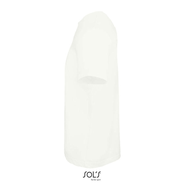 White branded women's t-shirt, side view
