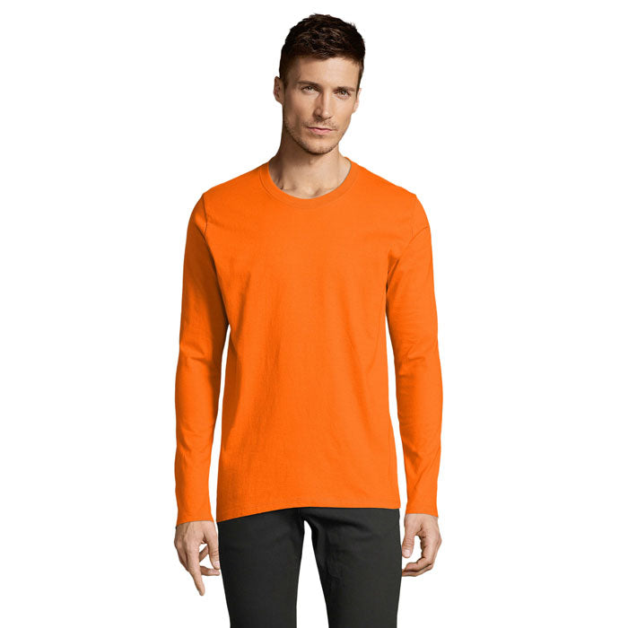 Branded Heavyweight Long Sleeve T-Shirt in Orange