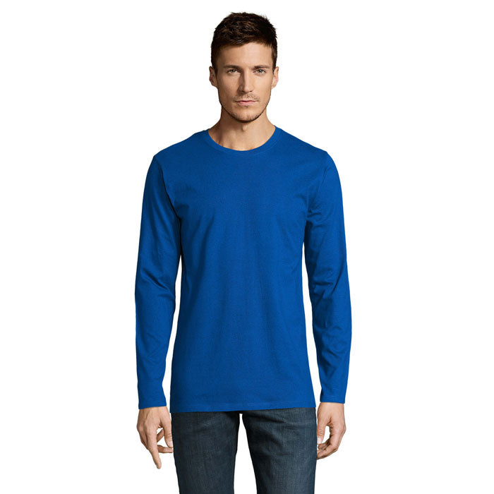 Branded Heavyweight Long Sleeve T-Shirt in Blue