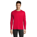 Red branded heavyweight long sleeve t-shirt, front view
