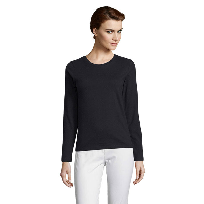 Branded Heavyweight Long Sleeve Women's T-Shirt in Black