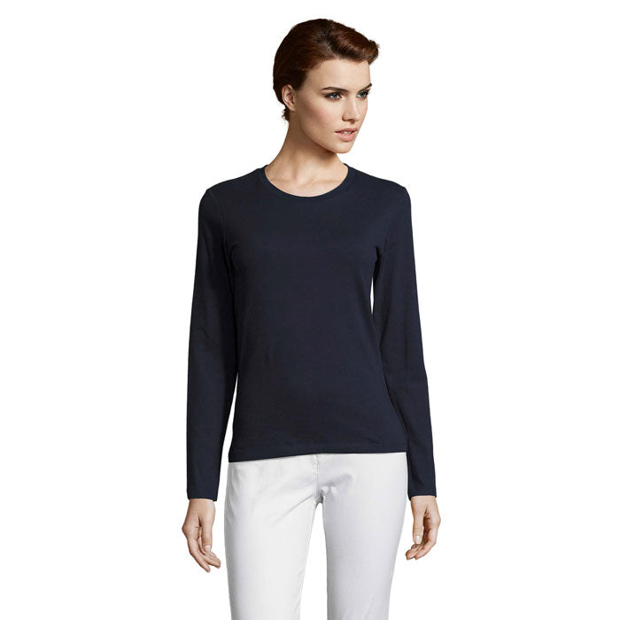 Branded Heavyweight Long Sleeve Women's T-Shirt in Blue