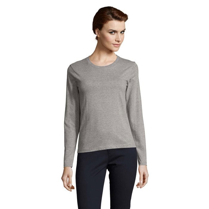 Branded Heavyweight Long Sleeve Women's T-Shirt in Grey