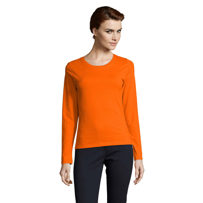 Branded Heavyweight Long Sleeve Women's T-Shirt in Orange
