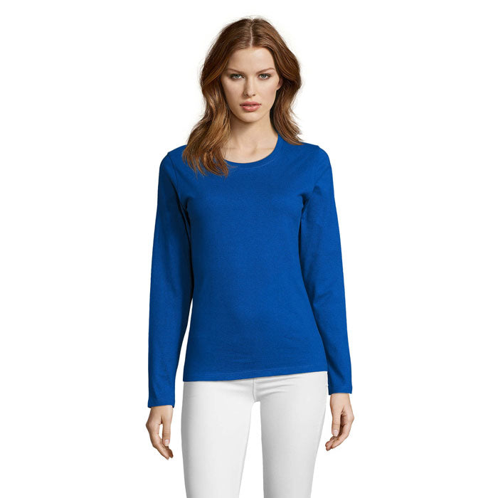 Branded Heavyweight Long Sleeve Women's T-Shirt in Blue