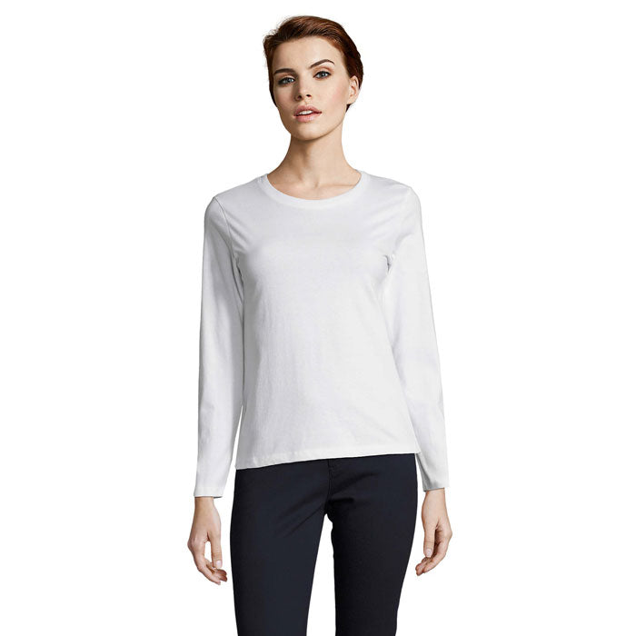 Branded Heavyweight Long Sleeve Women's T-Shirt in White