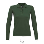 Branded Long Sleeve Women's Polo Shirt in Green