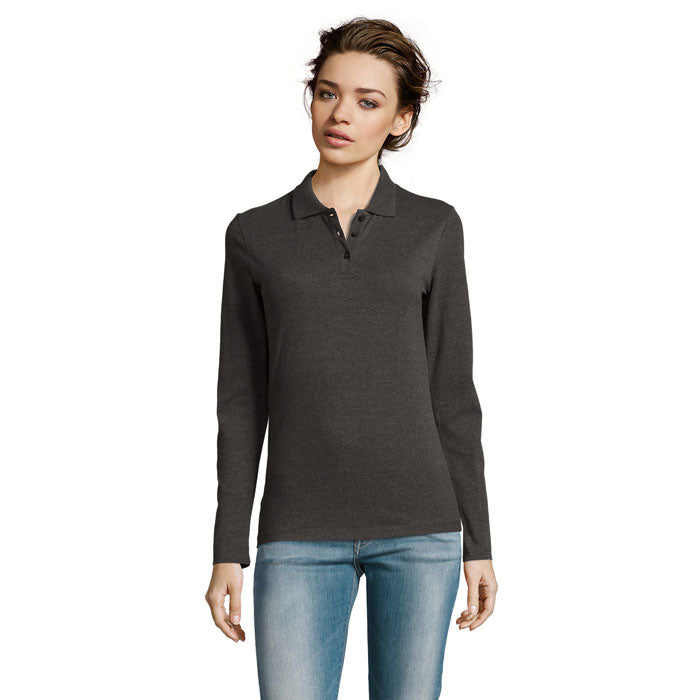 Branded Long Sleeve Women's Polo Shirt colour option CE