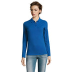 Branded Long Sleeve Women's Polo Shirt in Blue