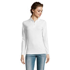 Branded Long Sleeve Women's Polo Shirt in White