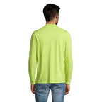 Apple green long sleeve polo shirt, back view
