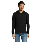 Branded Long Sleeve Men's Polo Shirt in Black