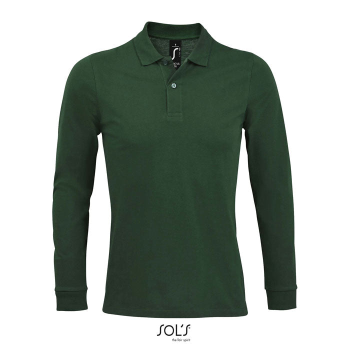 Branded Long Sleeve Men's Polo Shirt in Green