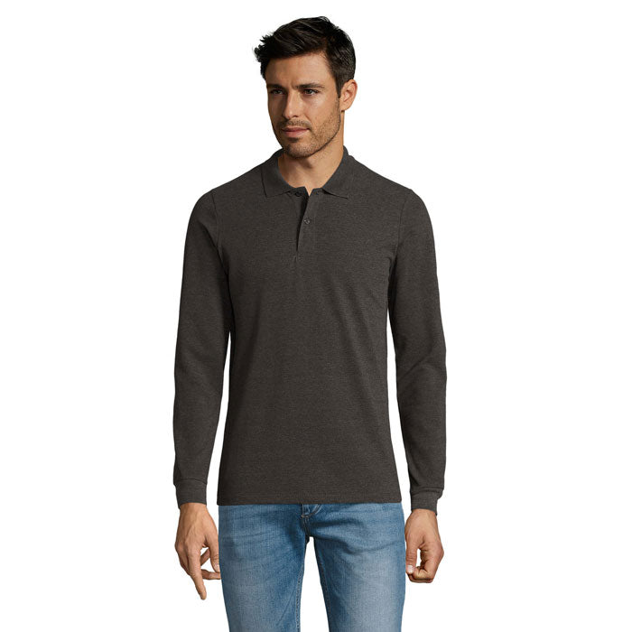 Branded Long Sleeve Men's Polo Shirt colour option CE