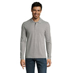 Branded Long Sleeve Men's Polo Shirt in Grey