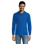 Branded Long Sleeve Men's Polo Shirt in Blue
