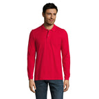Branded Long Sleeve Men's Polo Shirt in Red