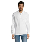 Branded Long Sleeve Men's Polo Shirt in White
