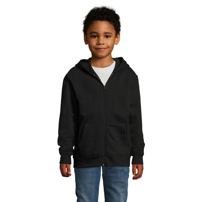 Branded Kids Zip Hoodie in Black
