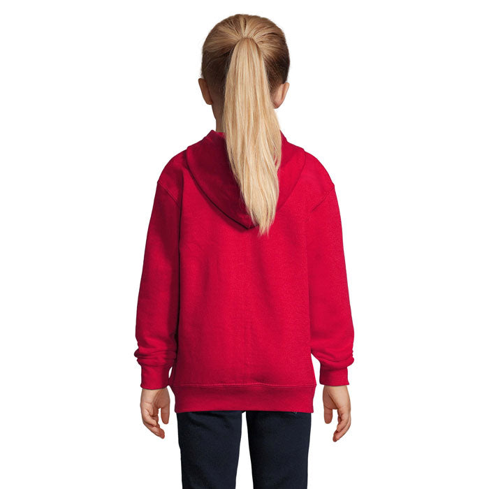 Branded kids zip hoodie, back view