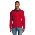 Branded men's fleece jacket, front view
