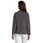 Branded women's fleece jacket, back view