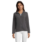 Branded women's fleece jacket, front view