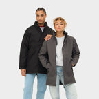 Model wearing a branded padded jacket