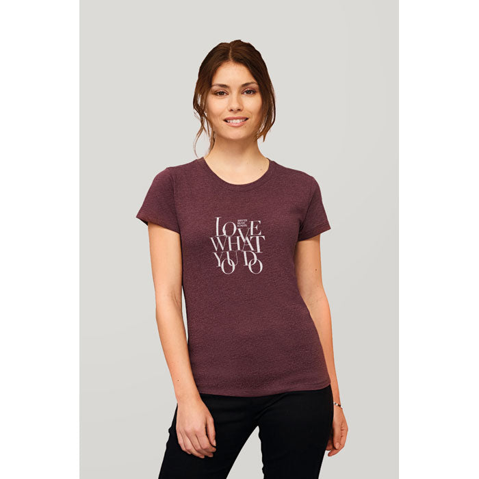 Branded Fitted Women's T-Shirt in use