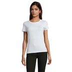 White branded fitted women's t-shirt, front view