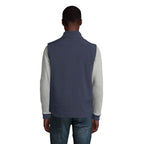 Branded men's softshell gilet, back view