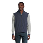 Branded men's softshell gilet, front view