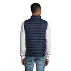 Branded men's packable down gilet, back view
