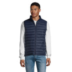Branded men's packable down gilet, front view