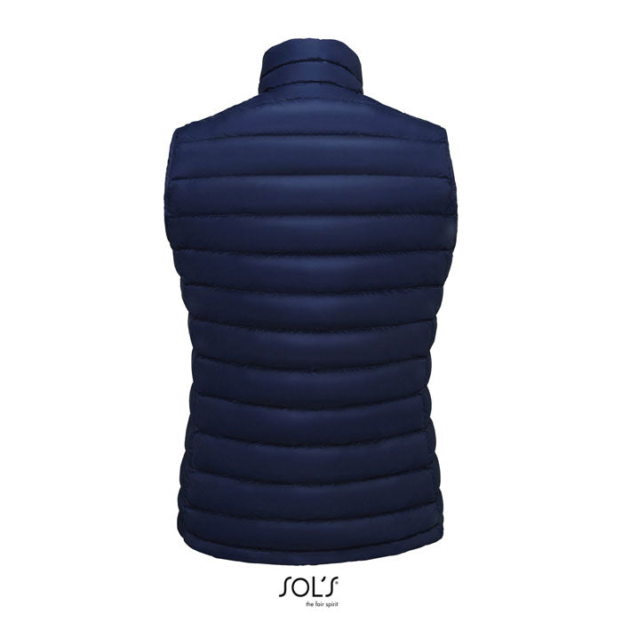 Branded women's packable down gilet, back view