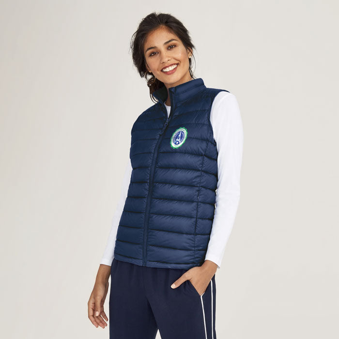 Branded Women's Packable Down Gilet in use