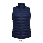 Branded women's packable down gilet, front view