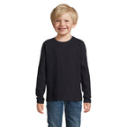 Branded Heavyweight Long Sleeve Kids T-Shirt in Black