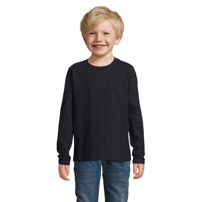 Branded Heavyweight Long Sleeve Kids T-Shirt in Black