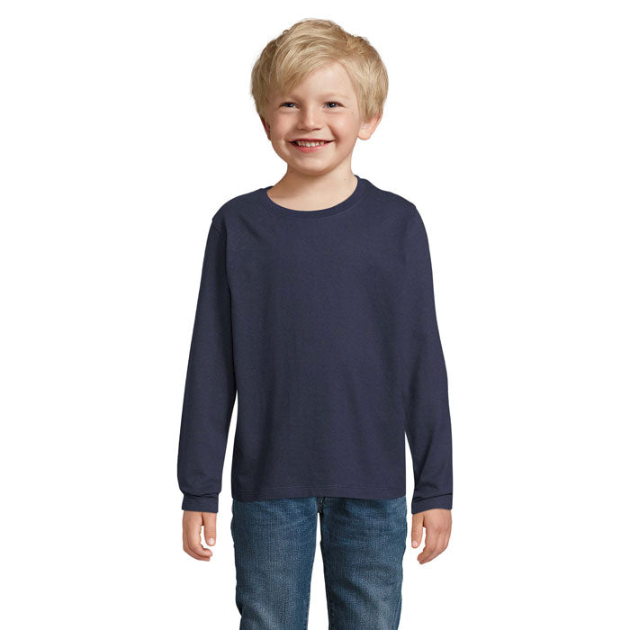 Branded Heavyweight Long Sleeve Kids T-Shirt in Blue