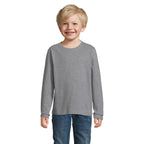 Branded Heavyweight Long Sleeve Kids T-Shirt in Grey
