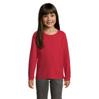 Branded Heavyweight Long Sleeve Kids T-Shirt in Red