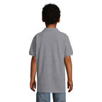 Grey premium kids polo shirt, back view