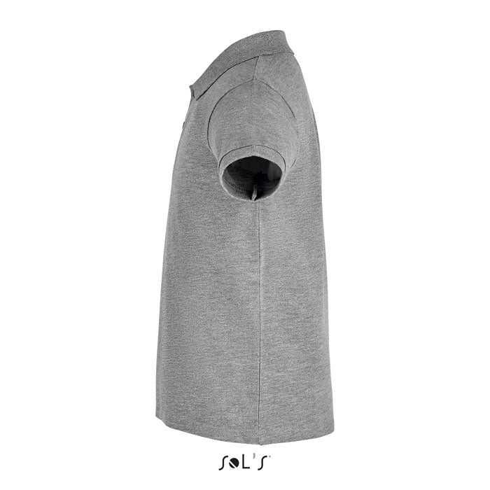 Grey premium kids polo shirt, side view