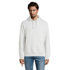 Branded Brushed Fleece Pullover Hoodie in Grey