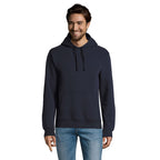 Branded Brushed Fleece Pullover Hoodie in Blue