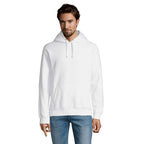 Branded Brushed Fleece Pullover Hoodie in White