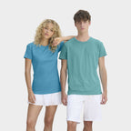 Model wearing a branded sublimation t-shirt