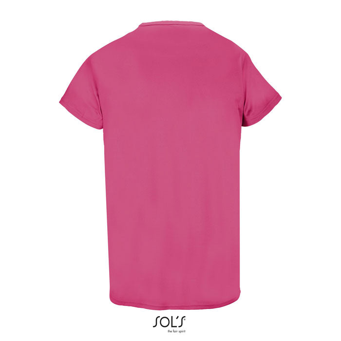 Pink branded sublimation t-shirt, back view