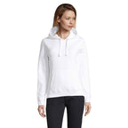 Branded women's pullover hoodie, front view